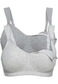 bonprix - Biustonosz do karmienia piersią, bez fiszbinów (2 pary). Kolekcja: moda ciążowa. Kolor: szary. Rodzaj stanika: wyściełane miseczki, różne sposoby noszenia #1