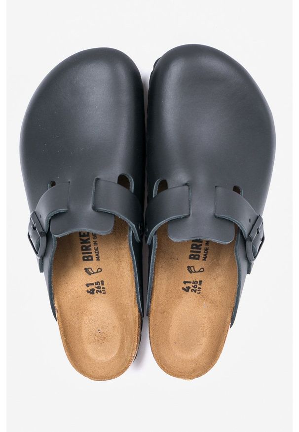 Birkenstock - Klapki Boston. Kolor: czarny. Materiał: skóra, materiał. Wzór: gładki
