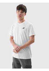 4f - 4F T-shirt regular gładki męski - biały XXL. Okazja: na co dzień. Kolor: biały. Materiał: dzianina, bawełna, jersey. Długość rękawa: krótki rękaw. Długość: krótkie. Wzór: gładki. Styl: klasyczny, sportowy, casual