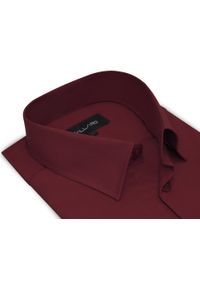 Mmer / Villaro - Koszule męskie - Bordowa gładka koszula męska VILLARO 04L. Kolor: czerwony. Materiał: tkanina, poliester, bawełna, elastan. Długość: długie. Wzór: gładki #1