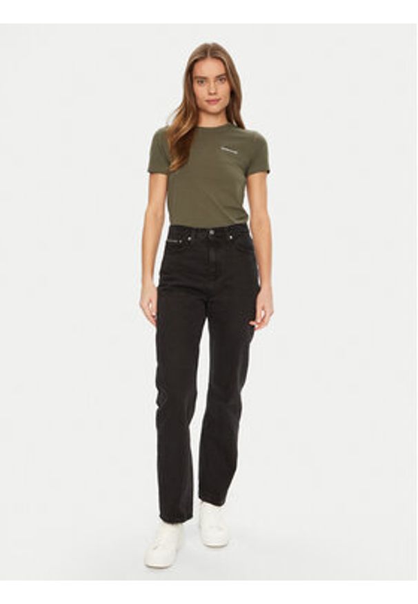 Guess Jeans T-Shirt W4YI02 J1314 Zielony Regular Fit. Kolor: zielony. Materiał: bawełna
