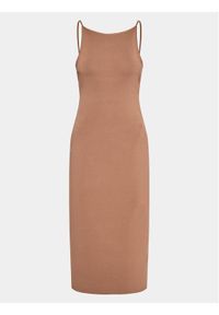 Gina Tricot Sukienka dzianinowa 16409 Brązowy Slim Fit. Kolor: brązowy. Materiał: syntetyk