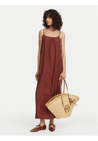 Vero Moda Sukienka letnia Vira 10340738 Brązowy Relaxed Fit. Kolor: brązowy. Materiał: wiskoza. Sezon: lato #5