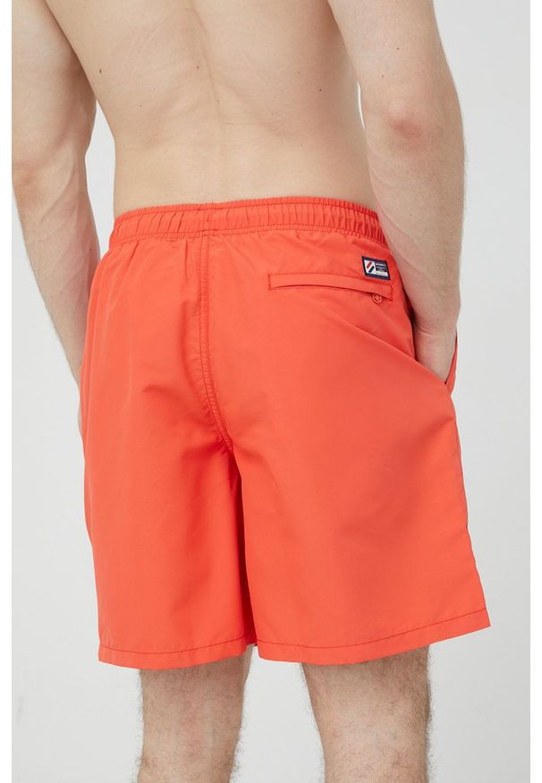 Superdry szorty kąpielowe kolor pomarańczowy. Kolor: pomarańczowy. Materiał: poliester, tkanina. Wzór: aplikacja