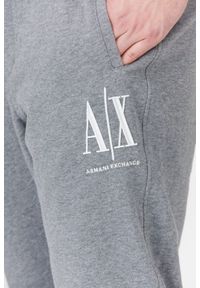 Armani Exchange - ARMANI EXCHANGE Szare spodnie dresowe męskie. Kolor: szary. Materiał: bawełna #4