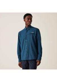 Regatta - Koszula turystyczna męska Travel Packaway L/S. Kolor: wielokolorowy, zielony, brązowy. Materiał: materiał. Długość rękawa: długi rękaw. Długość: krótkie. Sport: turystyka piesza #1