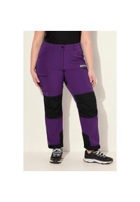 ULLA POPKEN - Damskie Hybrydowe spodnie trekkingowe HYPRAR odblaski pasek na rzep. Kolekcja: plus size. Kolor: fioletowy. Materiał: materiał, poliester, bawełna. Długość: długie