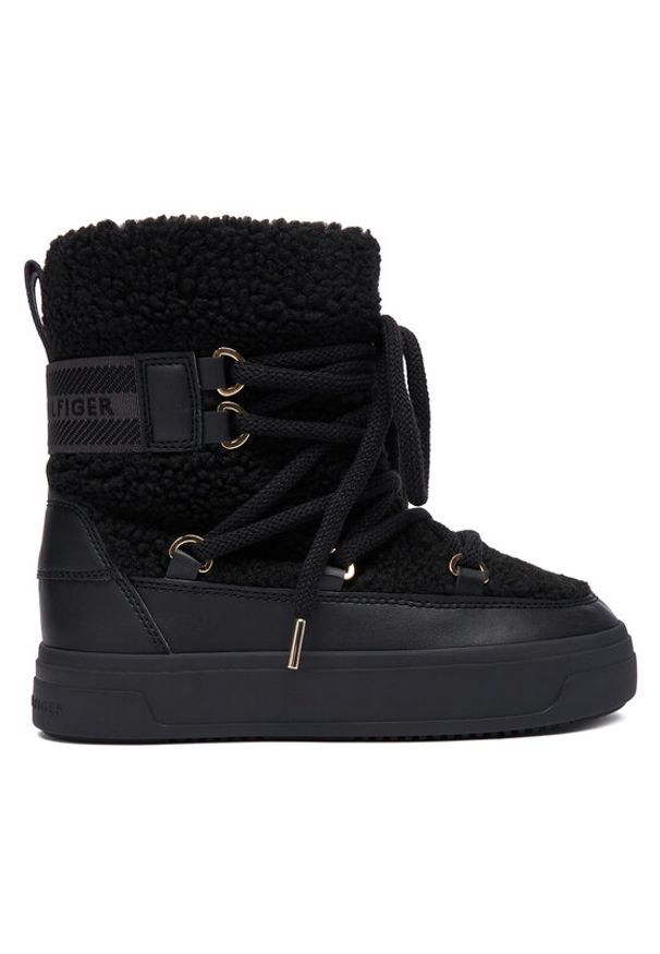 TOMMY HILFIGER - Tommy Hilfiger Śniegowce Faux Shearling Snowboot FW0FW08788 Czarny. Kolor: czarny. Materiał: materiał
