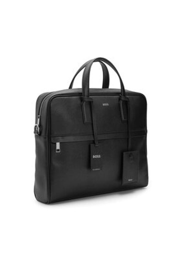 BOSS Torba na laptopa 50483563 Czarny. Kolor: czarny. Materiał: skóra