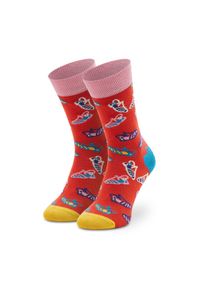 Happy-Socks - Happy Socks Skarpety wysokie unisex SAN01-4300 Czerwony. Kolor: czerwony. Materiał: materiał