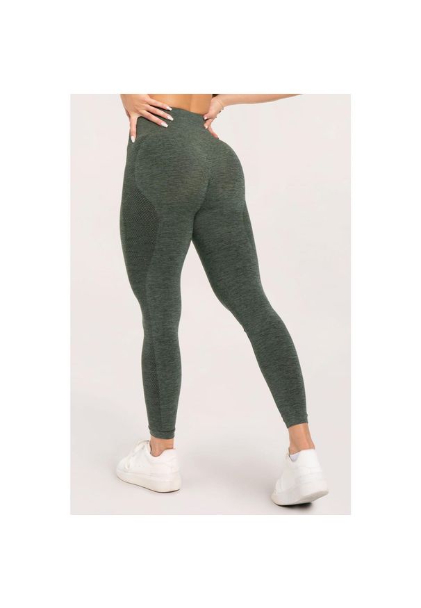 GYM GLAMOUR - Legginsy fitness damskie Gym Glamour seamless. Kolor: zielony. Sport: fitness