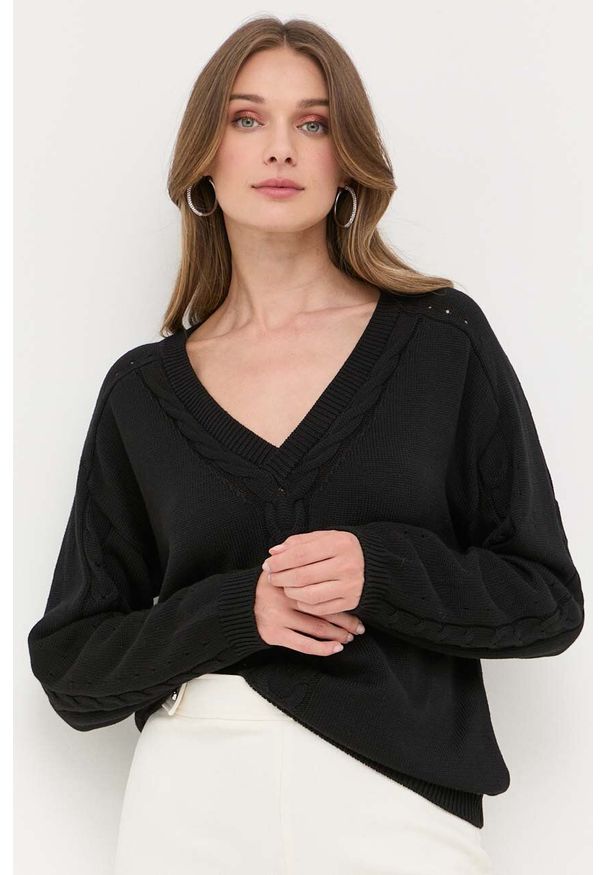 Guess sweter damski kolor czarny. Kolor: czarny. Materiał: dzianina