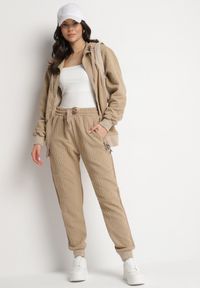 Born2be - Ciemnobeżowy Komplet Dresowy Bluza z Kapturem i Joggery Rerialda. Kolor: beżowy. Materiał: dresówka #4