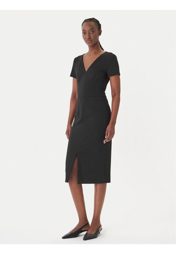 Hugo - HUGO Sukienka koktajlowa Kalamara-3 50533641 Czarny Slim Fit. Kolor: czarny. Materiał: syntetyk. Styl: wizytowy