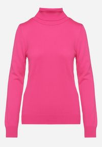 Born2be - Fuksjowy Golf w Klasycznym Stylu Tasfedi. Okazja: na spotkanie biznesowe. Typ kołnierza: golf. Kolor: różowy. Materiał: jeans. Styl: klasyczny