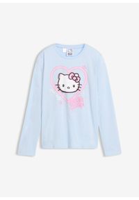 bonprix - Koszulka z długim rękawem z motywem Hello Kitty, z czystej bawełny. Kolor: niebieski. Materiał: bawełna. Długość rękawa: długi rękaw. Długość: długie. Wzór: motyw z bajki #1