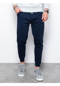 Ombre Clothing - Spodnie męskie dresowe joggery P951 - granatowe - XXL. Kolor: niebieski. Materiał: dresówka #7