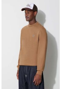Lacoste bluza męska kolor brązowy gładka. Kolor: brązowy. Materiał: bawełna, poliester. Wzór: gładki #2