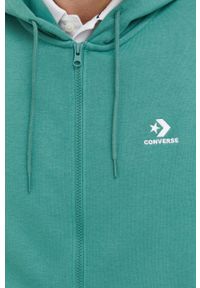 Converse bluza kolor turkusowy z kapturem z aplikacją. Typ kołnierza: kaptur. Kolor: turkusowy. Wzór: aplikacja #3