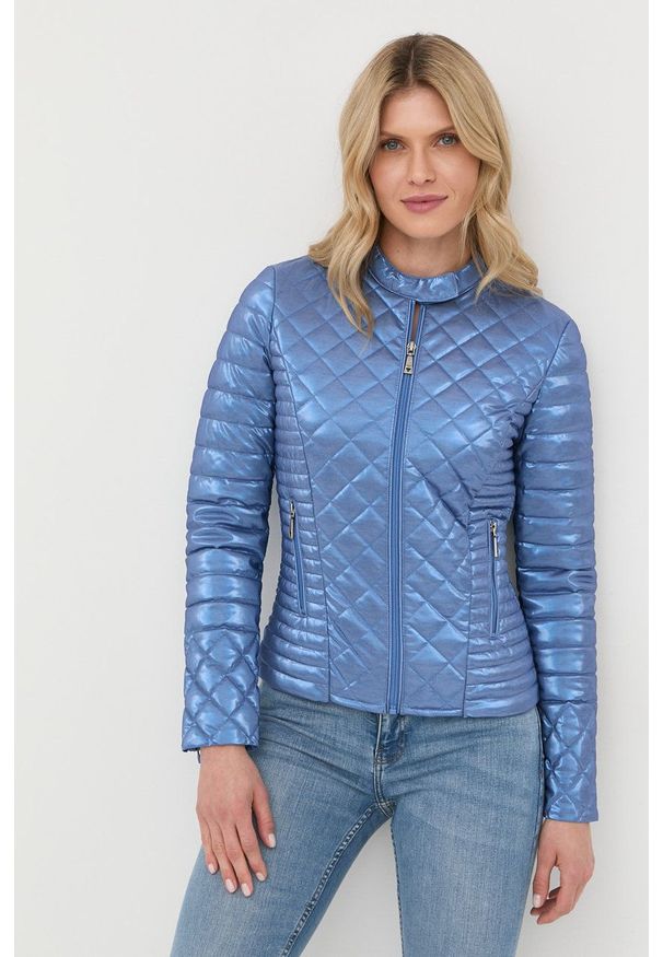 Guess kurtka damska przejściowa. Okazja: na co dzień. Kolor: niebieski. Materiał: tkanina. Wzór: gładki. Styl: casual