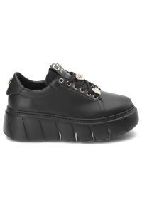 CheBello - Czarne Sneakersy Chebello Modne Obuwie Damskie Na Platformie. Okazja: na co dzień, do pracy. Kolor: czarny. Materiał: materiał. Obcas: na platformie. Styl: elegancki, casual #5