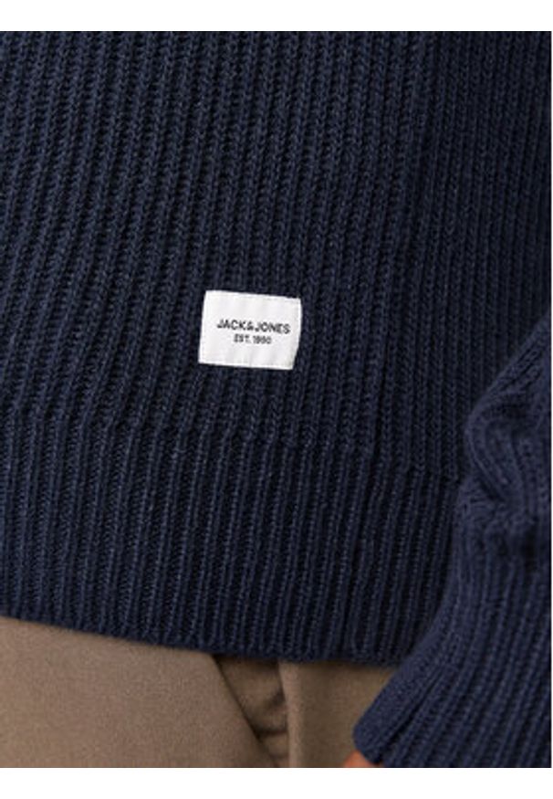 Jack & Jones - Jack&Jones Sweter Pannel 12258471 Granatowy Regular Fit. Kolor: niebieski. Materiał: syntetyk