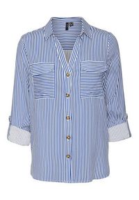 Vero Moda Koszula Bumpy 10275283 Niebieski Regular Fit. Kolor: niebieski. Materiał: wiskoza