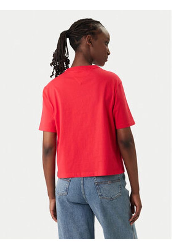 Tommy Jeans T-Shirt DW0DW22202 Czerwony Boxy Fit. Kolor: czerwony. Materiał: bawełna