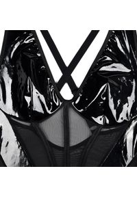 Intica - Body z transparentnymi pasami elegancki fason na wieczór Seiko. Kolor: czarny. Materiał: materiał, skóra #4