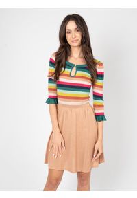 Patrizia Pepe Sukienka | 8A0435/A1QZA | Kobieta | Wielokolorowy. Okazja: na co dzień. Kolor: wielokolorowy. Materiał: poliamid, poliester, wiskoza. Wzór: paski, aplikacja. Typ sukienki: proste. Styl: klasyczny, casual, elegancki. Długość: midi #3