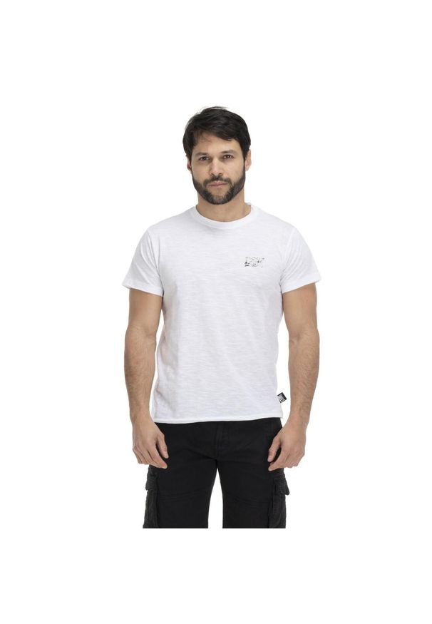 LEONE 1947 APPAREL - T-shirt męski z efektem sprania plaży. Kolor: biały. Materiał: tkanina. Sport: fitness