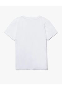 Lacoste - LACOSTE - Biała koszulka z logo. Kolor: biały. Materiał: jersey, bawełna, prążkowany #2