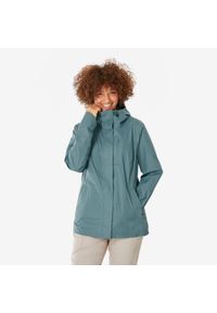 quechua - Kurtka turystyczna damska Quechua NH500 wodoodporna. Kolor: zielony. Materiał: materiał, poliester