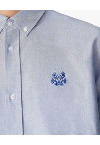 Kenzo - KENZO - Niebieska koszula Tiger Crest. Okazja: na co dzień. Kolor: niebieski. Materiał: bawełna. Długość rękawa: długi rękaw. Długość: długie. Wzór: aplikacja, haft. Styl: casual, klasyczny