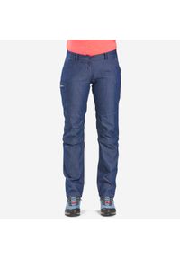 FORCLAZ - Spodnie trekkingowe damskie Forclaz Modul Travel 100 Jeans. Kolor: niebieski. Materiał: jeans. Sport: turystyka piesza #1