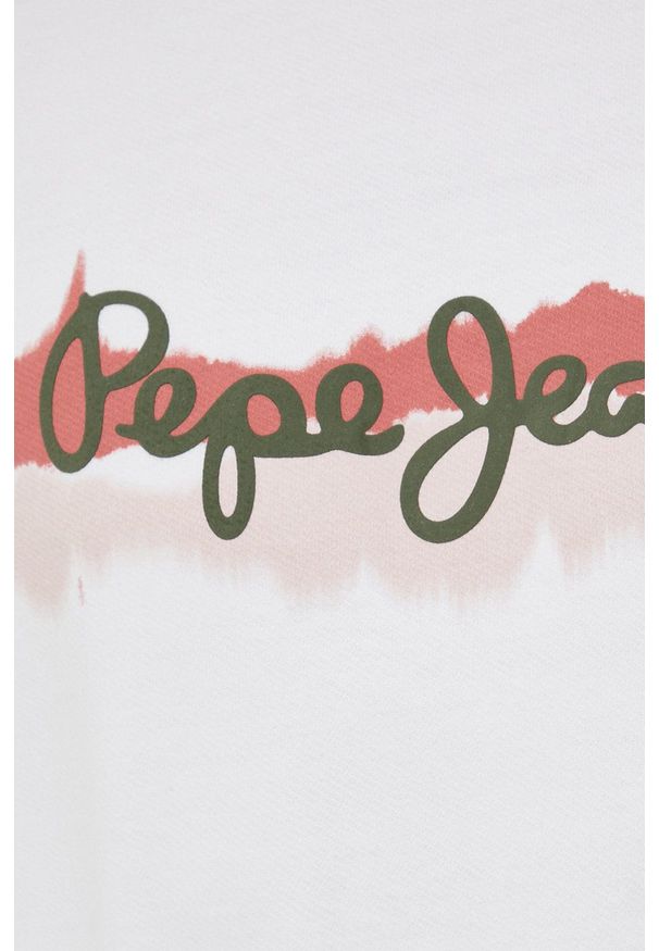 Pepe Jeans bluza bawełniana DONTE męska kolor biały z nadrukiem. Kolor: biały. Materiał: bawełna. Wzór: nadruk