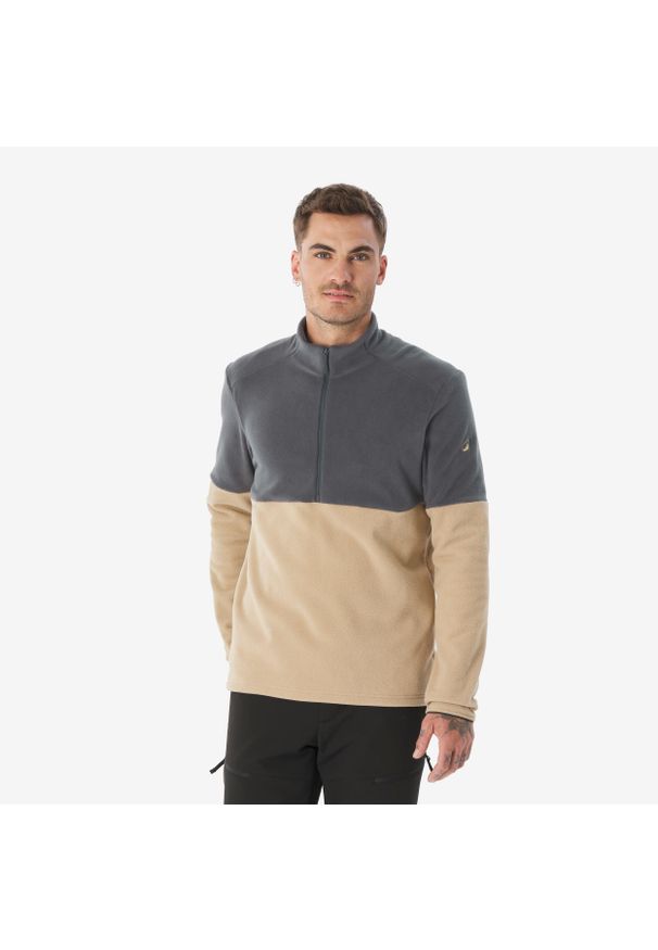 quechua - Polar turystyczny męski Quechua MH500. Kolor: szary, wielokolorowy, beżowy. Materiał: poliester, materiał. Sport: turystyka piesza