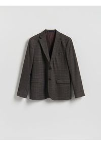 Reserved - Marynarka slim fit z wiskozą - brązowy. Kolor: brązowy. Materiał: wiskoza