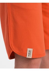 Ombre Clothing - Męskie szorty dresowe z zaokrągloną nogawką - pomarańczowe V5 OM-SRSK-0105 - XXL. Kolor: pomarańczowy. Materiał: dresówka. Wzór: ze splotem. Styl: sportowy #6