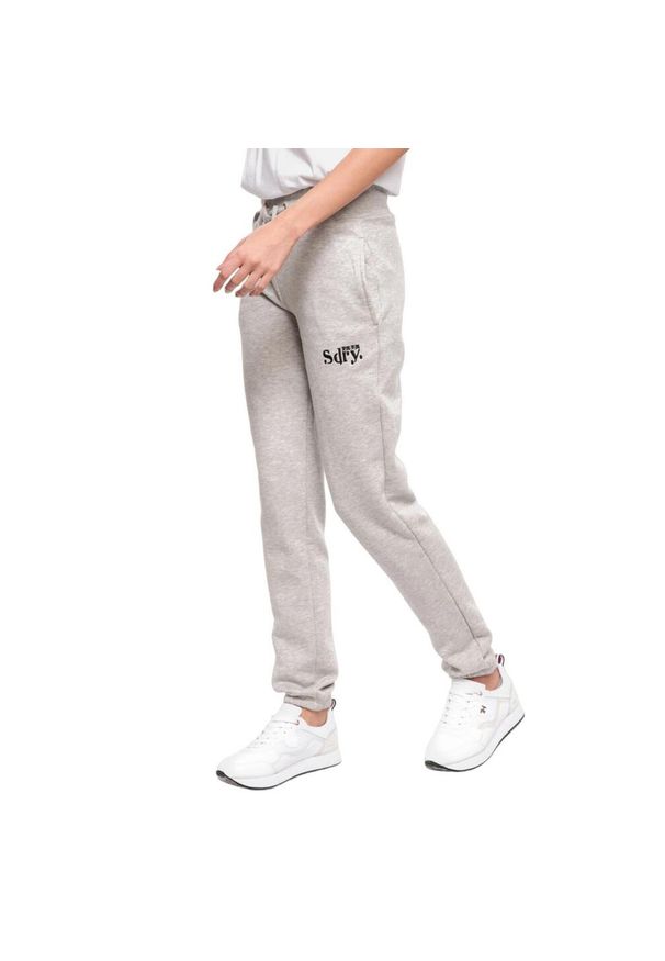 Spodnie turystyczne damskie Superdry Ana. Kolor: szary. Materiał: poliester, bawełna. Sport: turystyka piesza