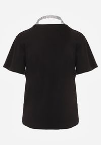 Born2be - Czarny T-shirt z Bawełny w Klasycznym Stylu z Apaszką Bluestel. Okazja: na co dzień, na spotkanie biznesowe, do pracy. Kolor: czarny. Materiał: bawełna. Długość: długie. Styl: klasyczny #3