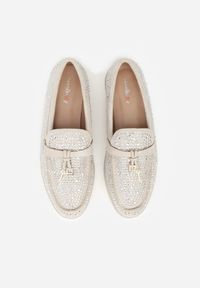 Renee - Szare Mokasyny z Cyrkoniami i Ozdobami Distantsteam. Okazja: na co dzień. Kolor: szary. Materiał: jeans. Wzór: aplikacja. Styl: glamour, casual #8