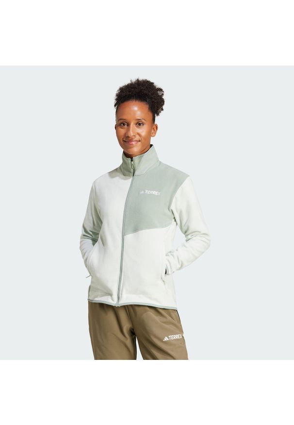 Adidas - Bluza Terrex Multi Full-Zip Fleece. Kolor: zielony. Materiał: polar, materiał. Sport: turystyka piesza