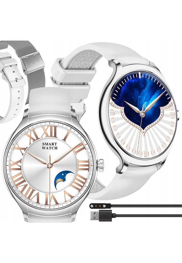 AMT - SMARTWATCH DAMSKI ZEGAREK DLA KOBIETY FUNKCJA ROZMÓW POLSKIE MENU DWA PASKI. Rodzaj zegarka: smartwatch