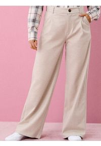 Sinsay - Spodnie wide leg ze szlufkami - beżowy. Kolor: beżowy #1