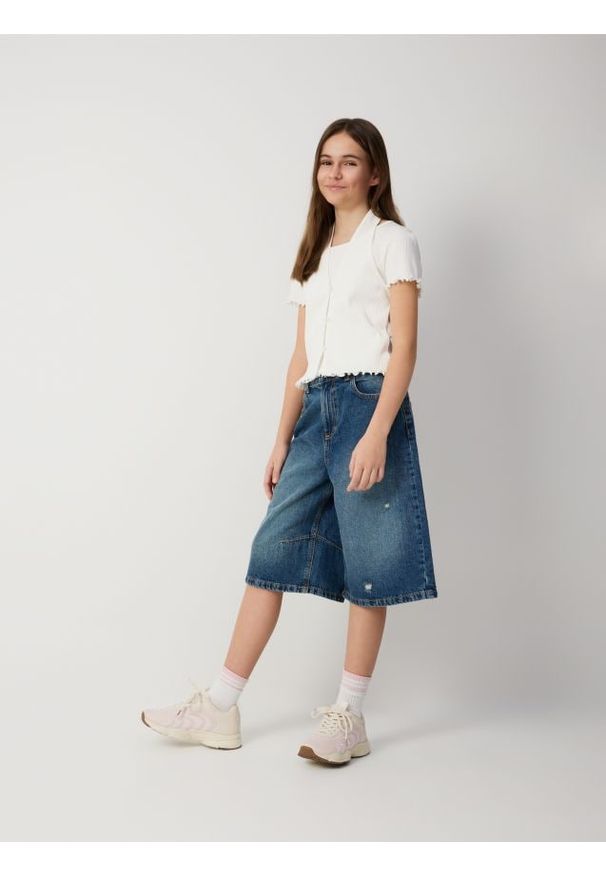 Reserved - Dwuwarstwowa bluzka - złamana biel. Materiał: bawełna