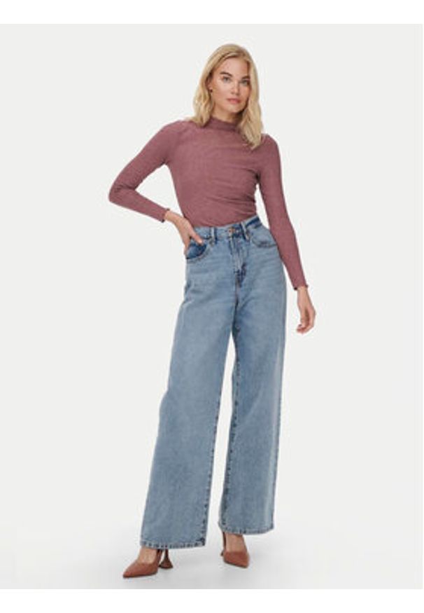 only - ONLY Bluzka Emma 15180040 Różowy Slim Fit. Kolor: różowy. Materiał: syntetyk
