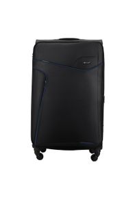 Średnia walizka miękka M Solier STL1651 czarno-niebieska. Kolor: niebieski, wielokolorowy, czarny. Materiał: materiał