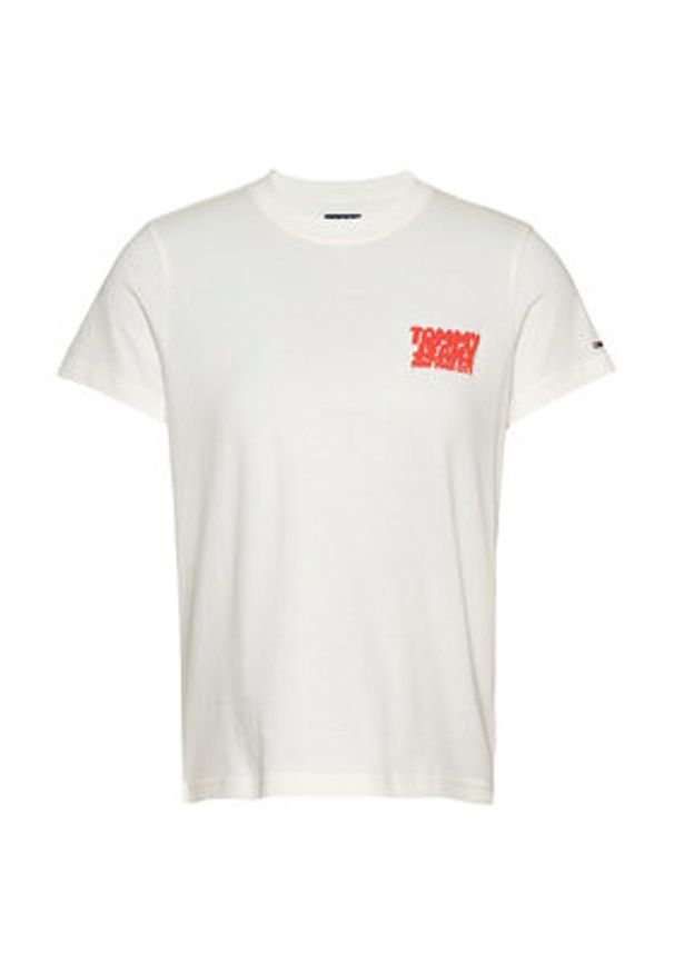 Tommy Jeans T-Shirt Bubble DW0DW21338 Biały Regular Fit. Kolor: biały. Materiał: bawełna