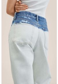 mango - Mango jeansy Tiedye damskie high waist. Stan: podwyższony. Kolor: turkusowy
